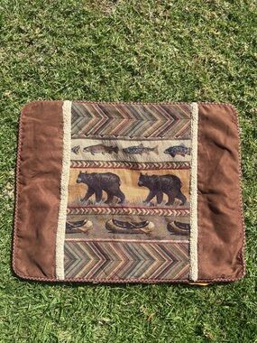 Rust Brown Bear & Canoe Accent Pillow Cover - Unbranded